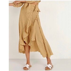 Faithful the Brand polka dot wrap ruffle skirt NEW